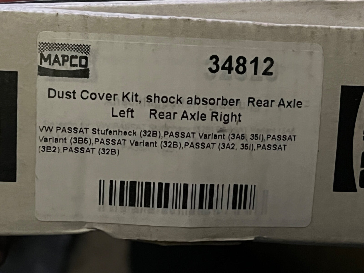 Mapco 34812 Rear Shock Absorber Dust Covers fits VW Passat