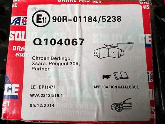 Front Brake Pads fits Citroen Peugeot Solid Ace Q104067