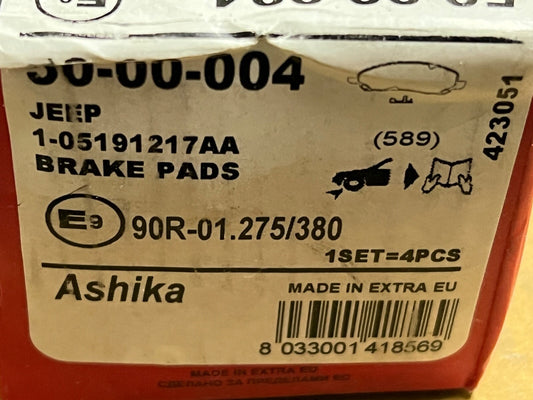 Ashika 50-00-004 Front Brake Pad Set fits Jeep Dodge Chrysler Mitsubishi