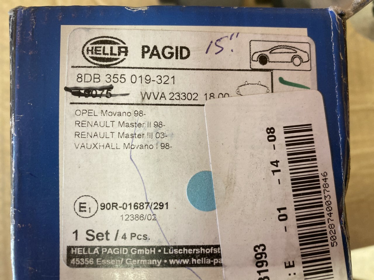 Hella-PAGID 8DB355019-321 Front Brake Pad Set fits Opel Vauxhall Renault