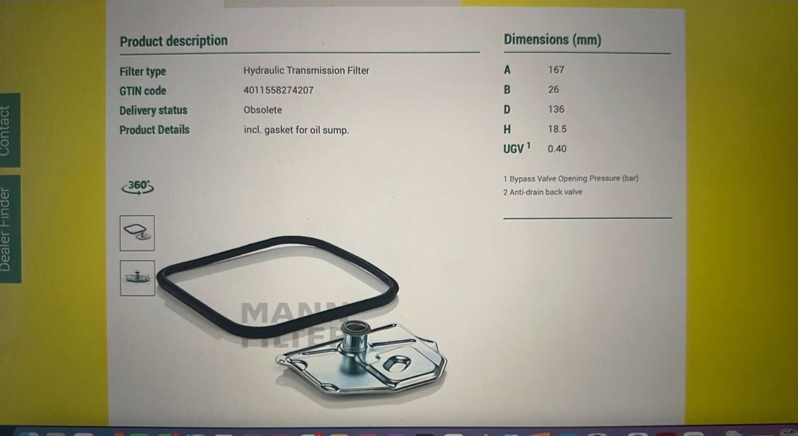 H1810/2 KIT Mann Filter Hydraulic Auto Transmission Kit