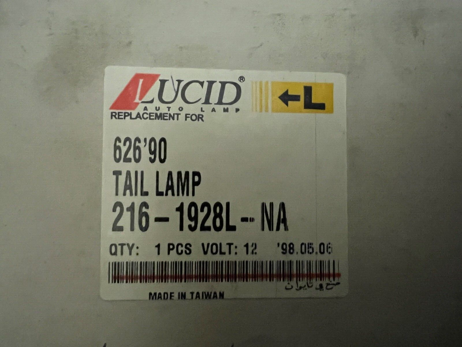 Lucid 216-1928L-NA Rear Left Hand Side fits Mazda 626 1987-1992