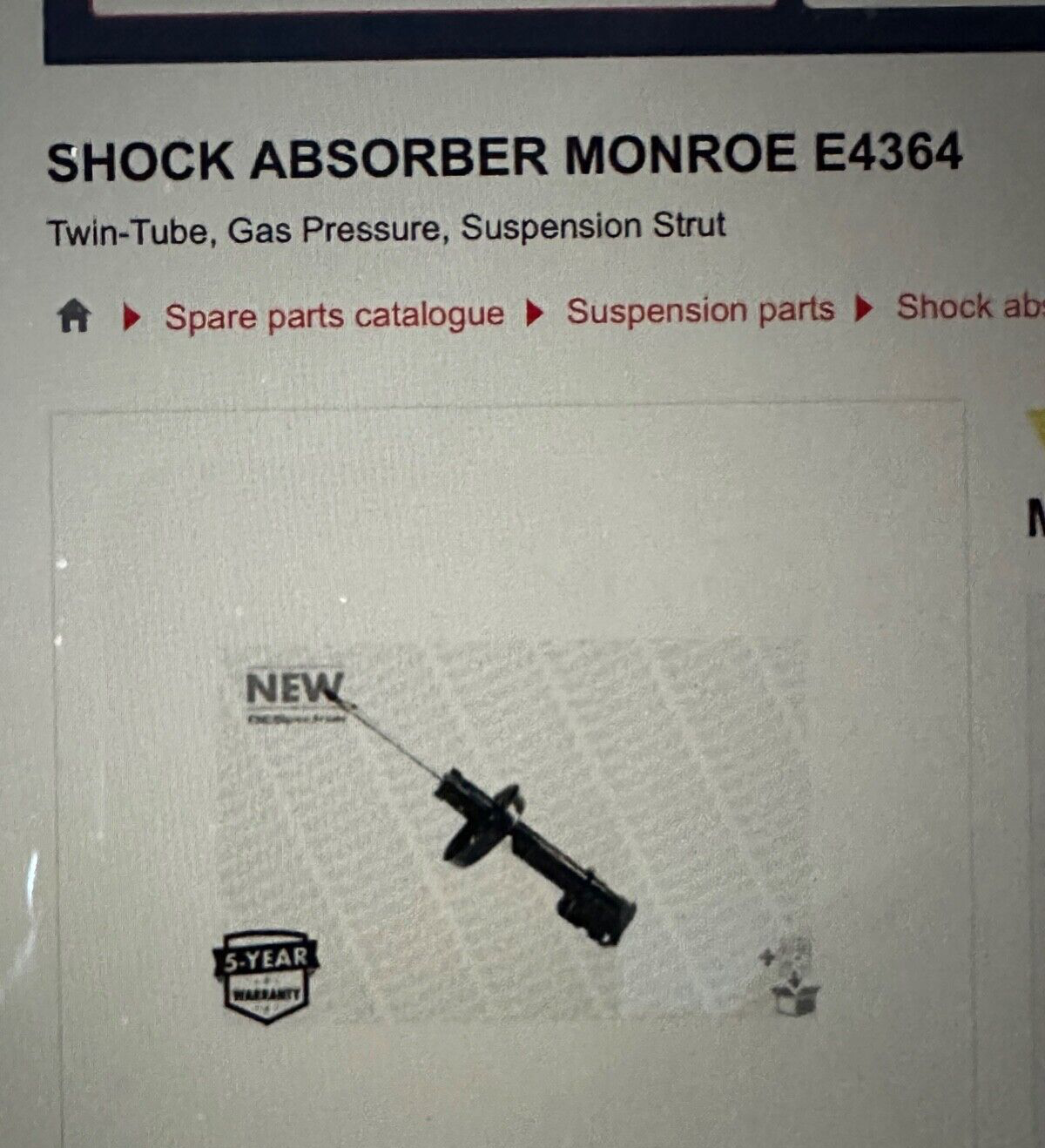 E4364 Monroe Pair of Shock Absorbers fits Vauxhall