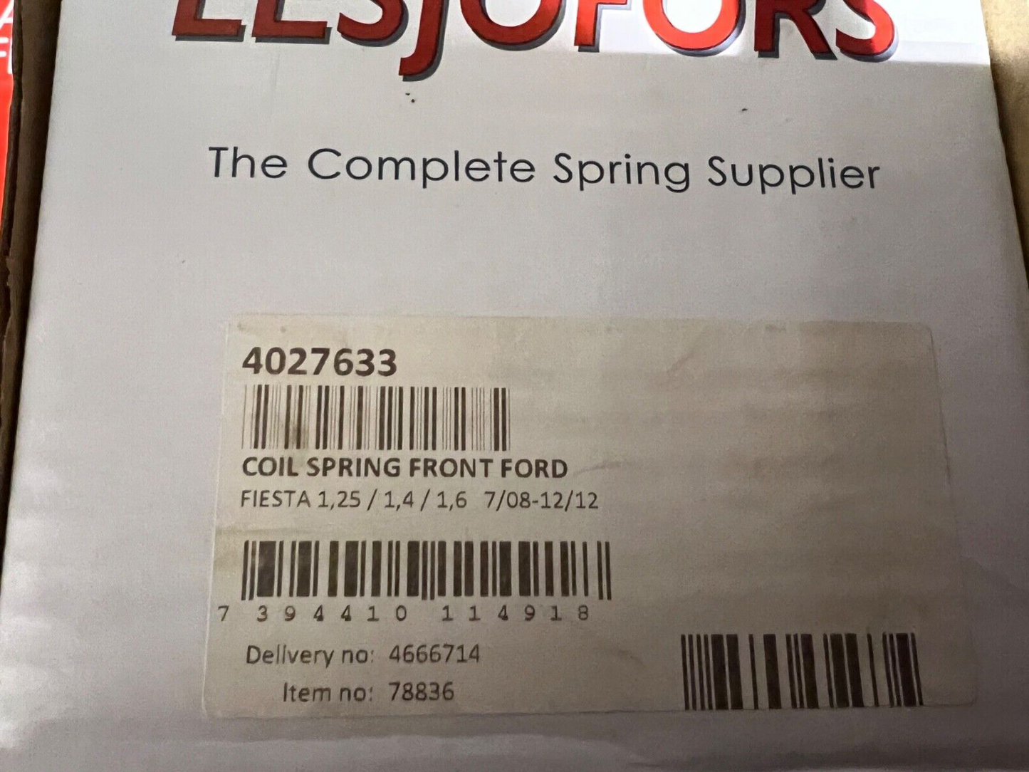 Lesjofors 4027633 Front Coil Spring fits Ford Fiesta 2008-2012 1.25 1.4 1.6