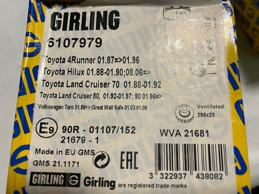 Girling 6107979 05P509 Front Brake Pad Set fits Toyota