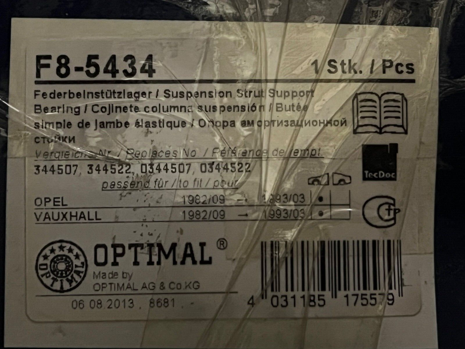 Optimal F8-5434 Front Top Mount fits Vauxhall 1982-1993