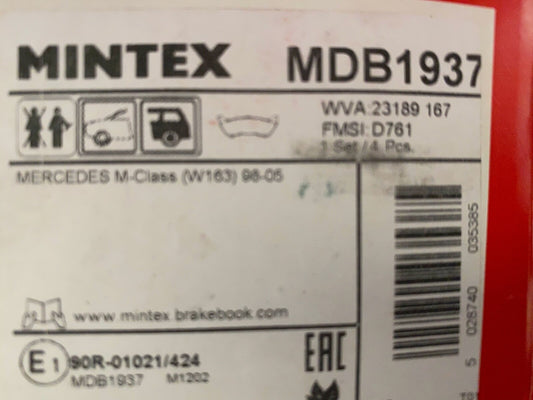 Mintex MDB1937 Rear Brake Pads Set fits Mercedes M Class