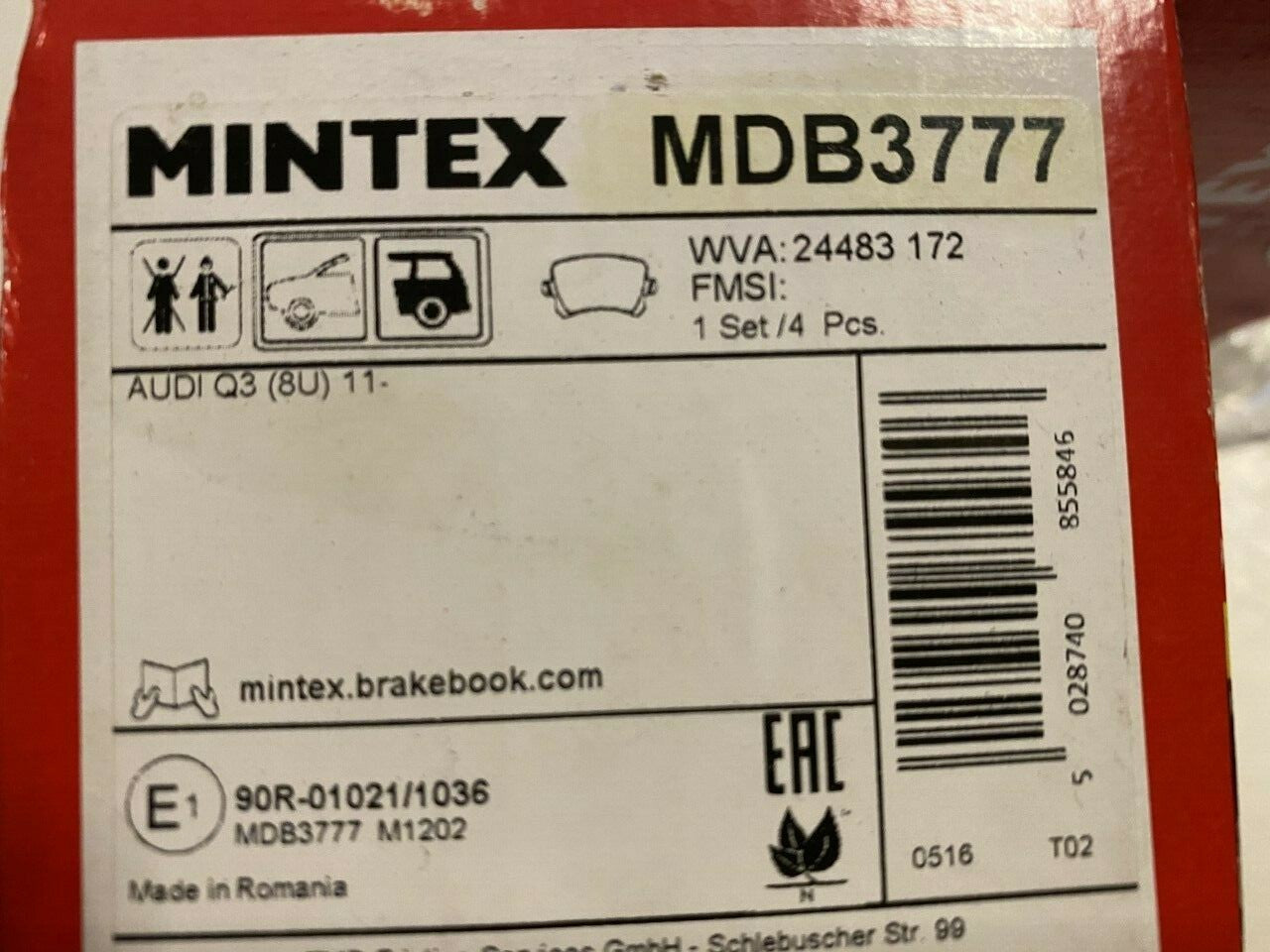 Mintex MDB3777 Rear Brake Pad Set fits Audi