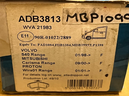 Allied Nippon ADB3813 Front Brake Pad fits Volvo Mitsubishi Proton