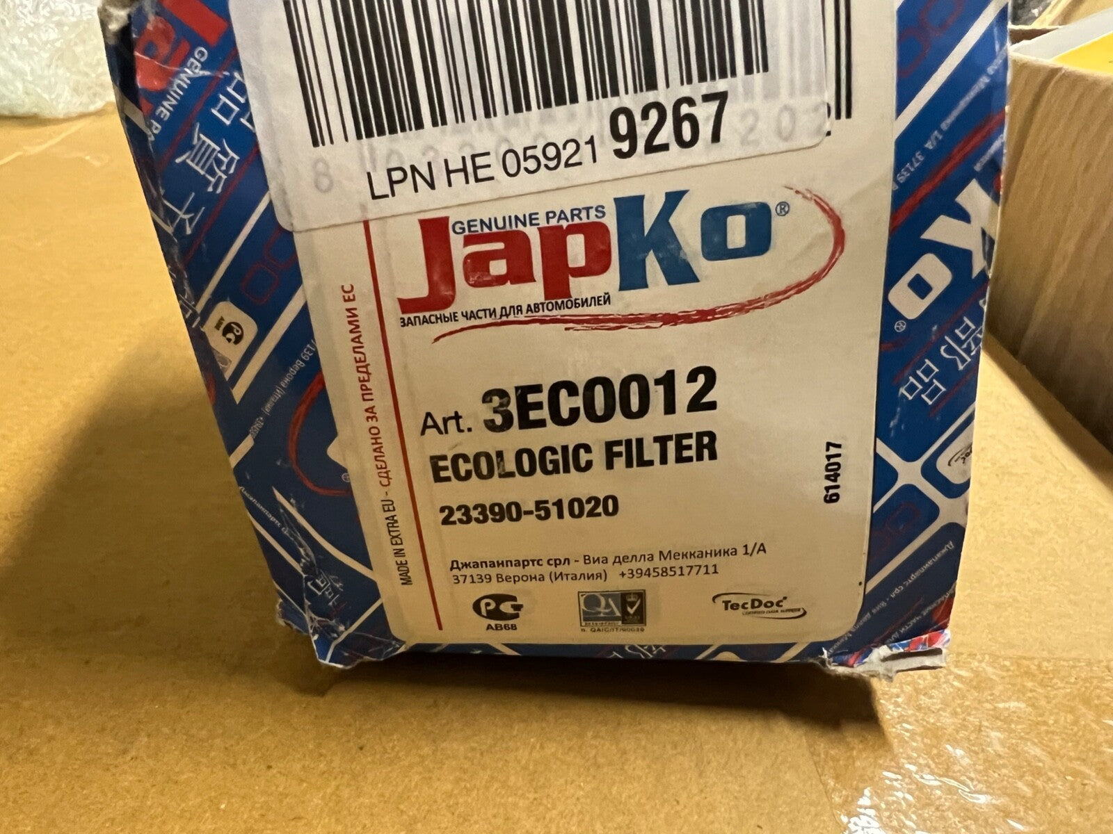 Japko 3EC0012 23390-51020 Fuel Filter fits Toyota Land Cruiser