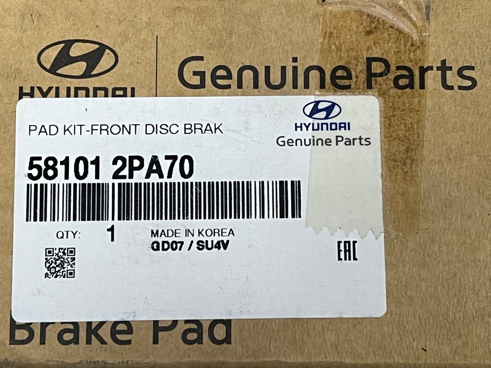 Genuine Hyundai 581012PA70 Front Brake Pad Grand Santa Fe Genesis Kia Sorento