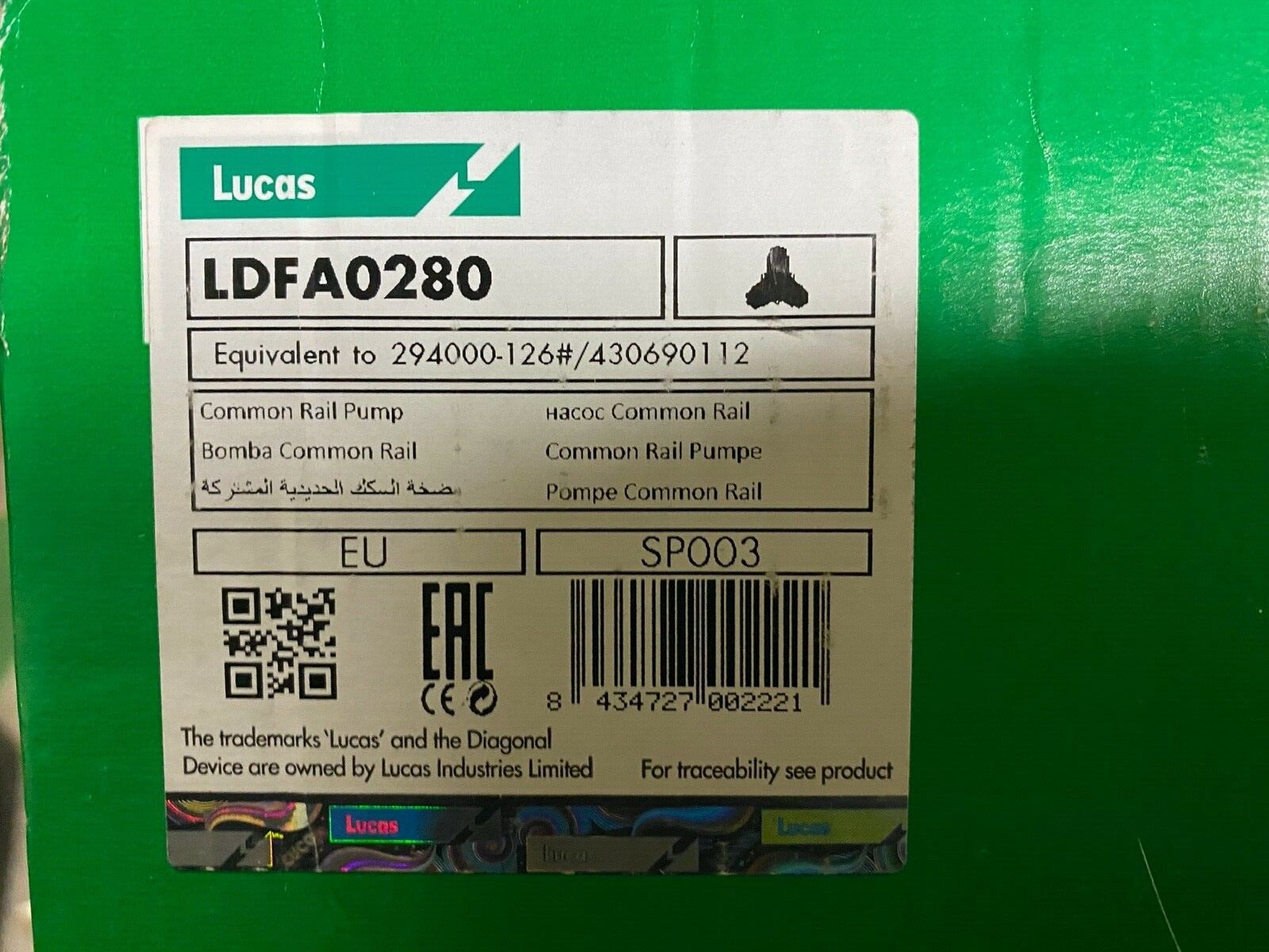 LDFA0280 Lucas Common Rail Fuel Pump fits Mitsuibishi