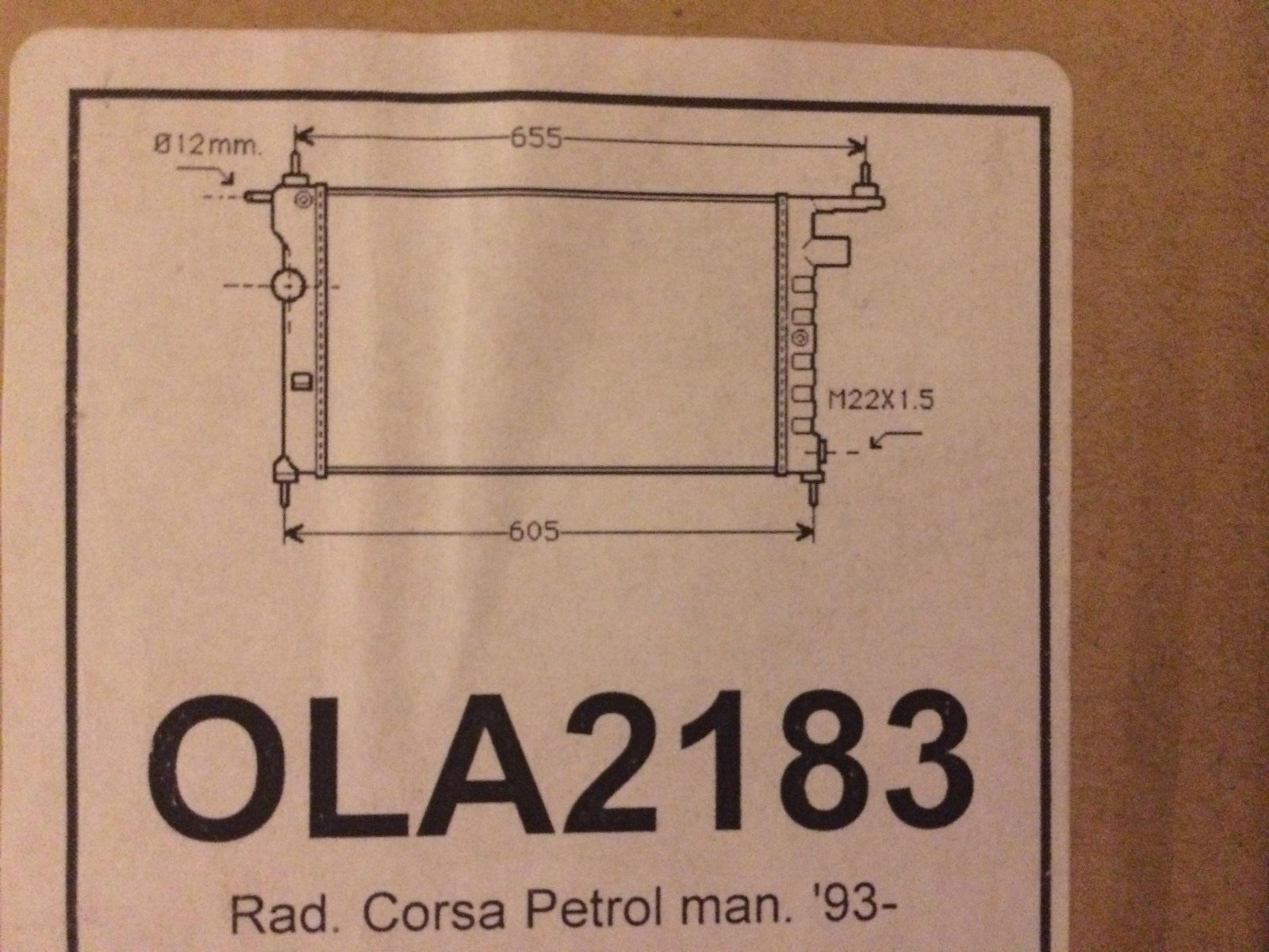 Vauxhall Corsa Petrol 1993 - on Radiator OLA2183 NEW