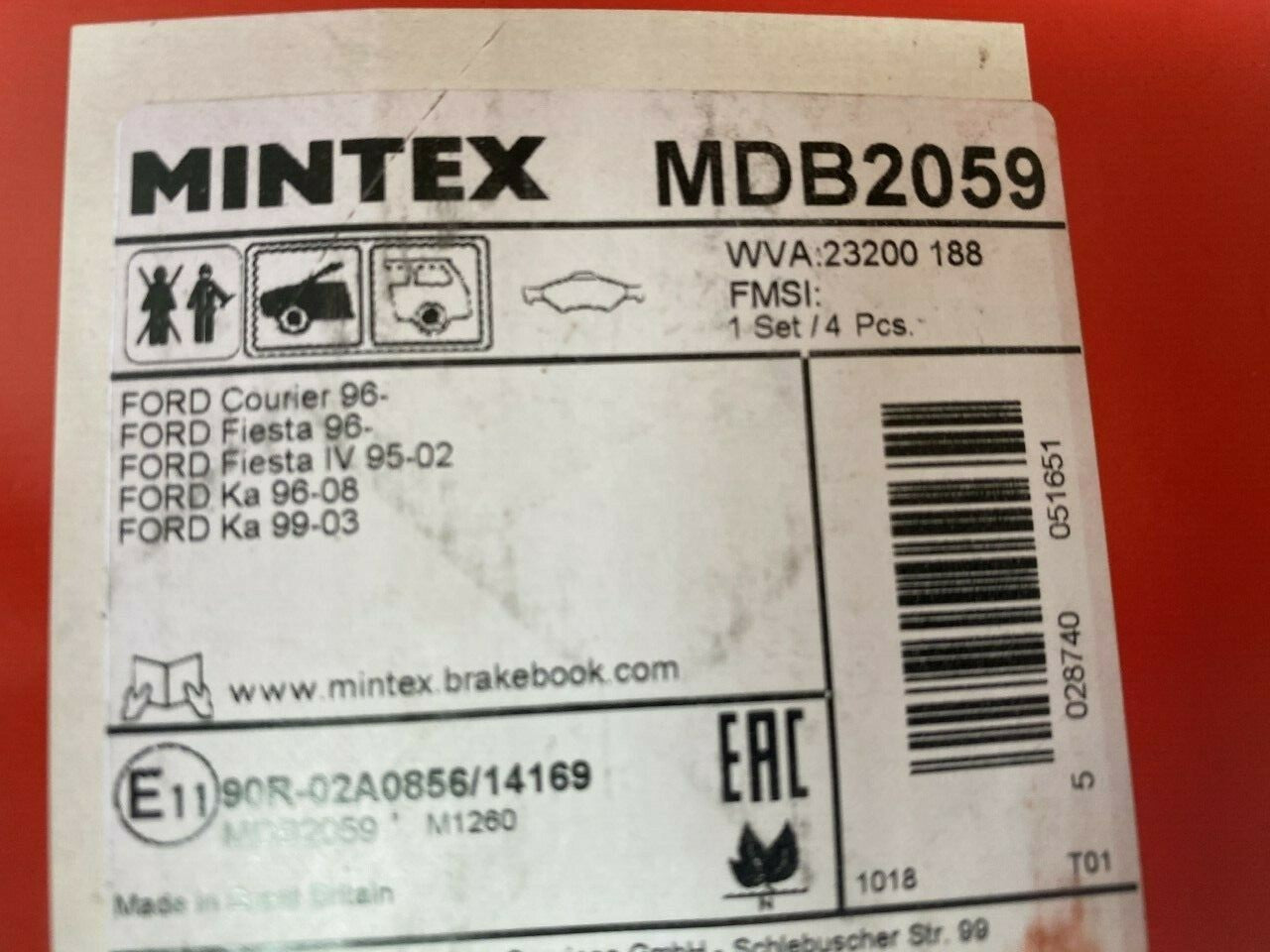 Mintex MDB2059 Front Brake Pad Set fits Ford Mazda