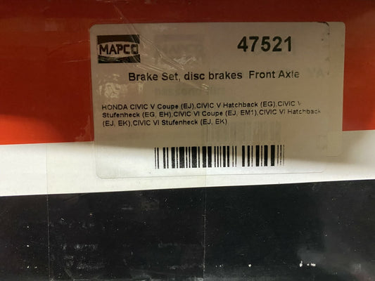 Mapco 47521 Front Brake Discs Fits Honda