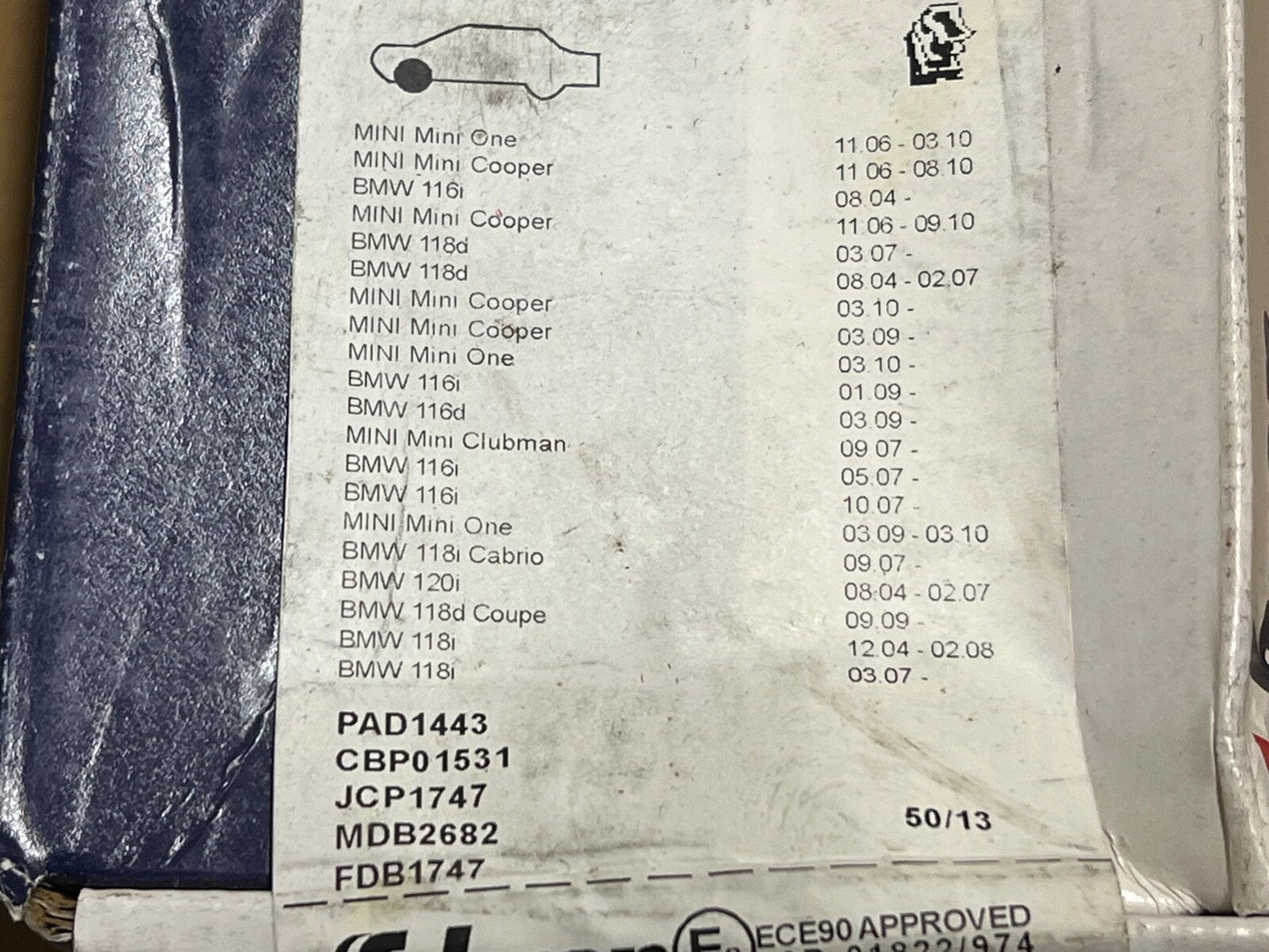 Fahren FBP0173 Front Brake Pad Set fits BMW 1 Series Mini One Cabrio Clubman