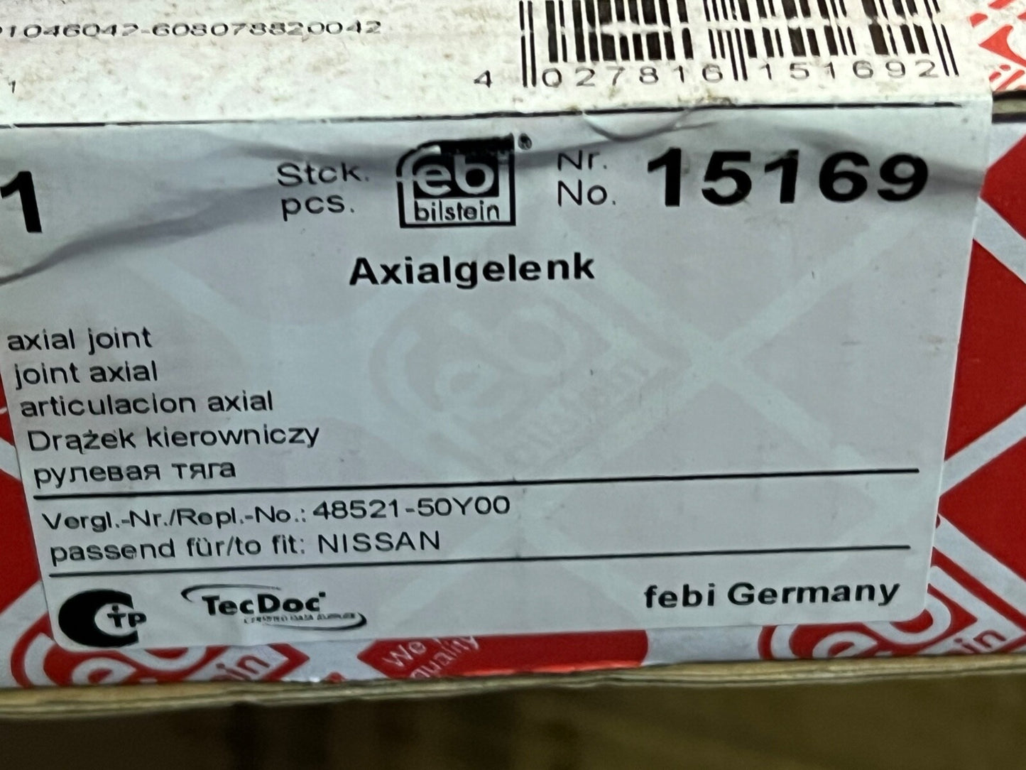 febi 15169 Tie Rod Inner Rack End fits Nissan 100NX Sunny Primera