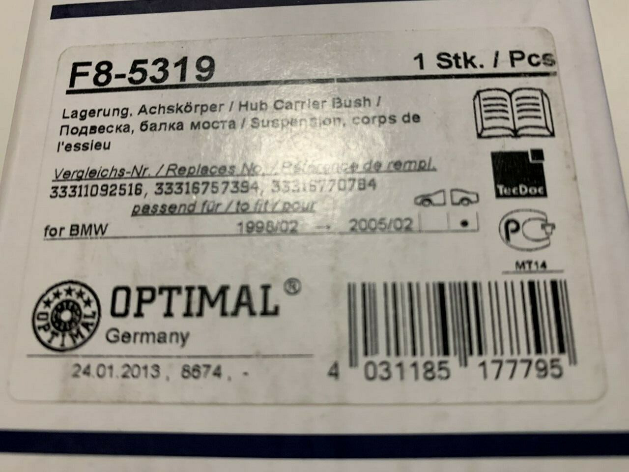 Optimal F8-5319 Bush-Mounting fits BMW