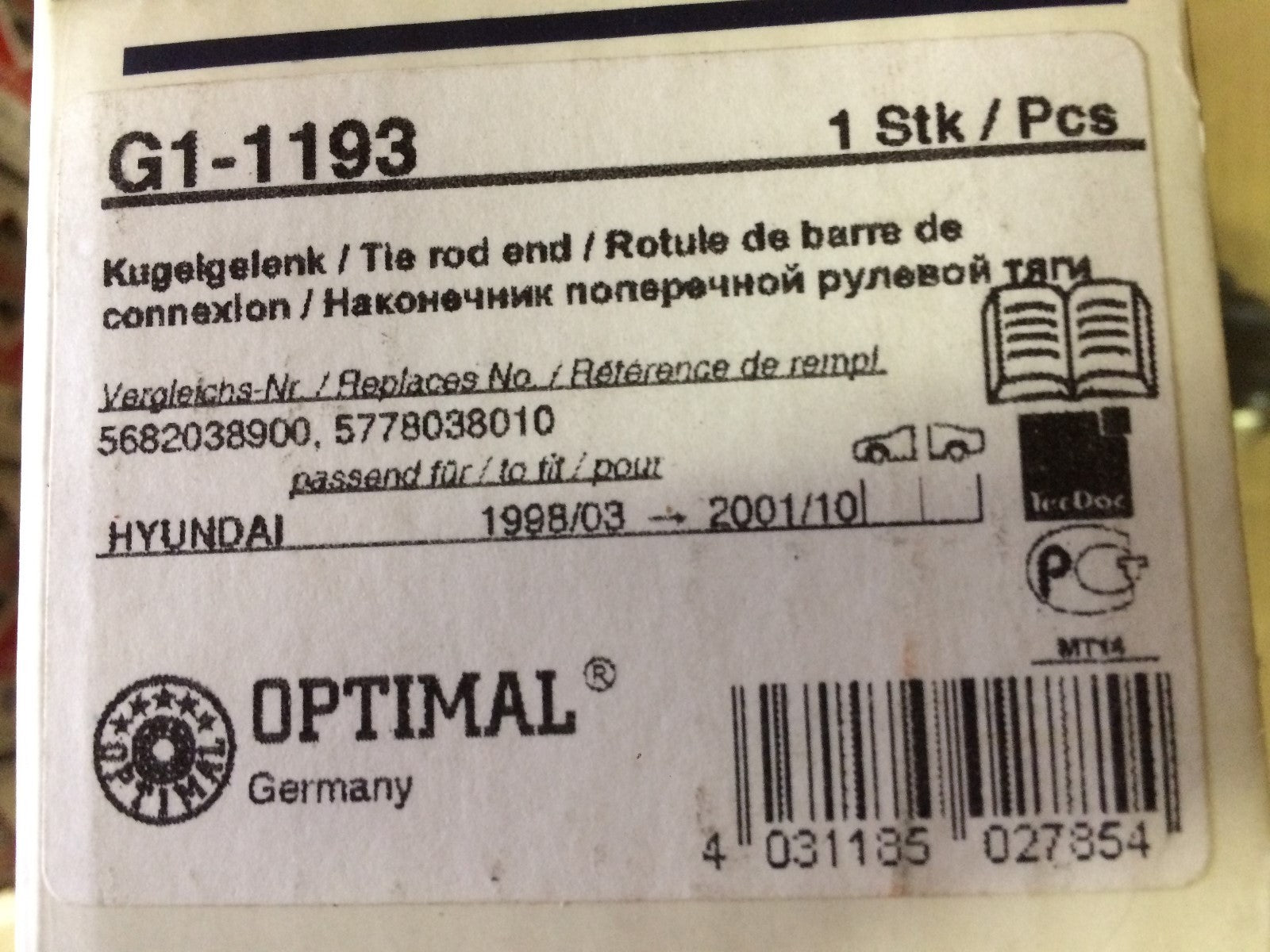Front Off Side Track Rod End Hyundai Sonata - XG Kia Magentis - Opirus G1-1193