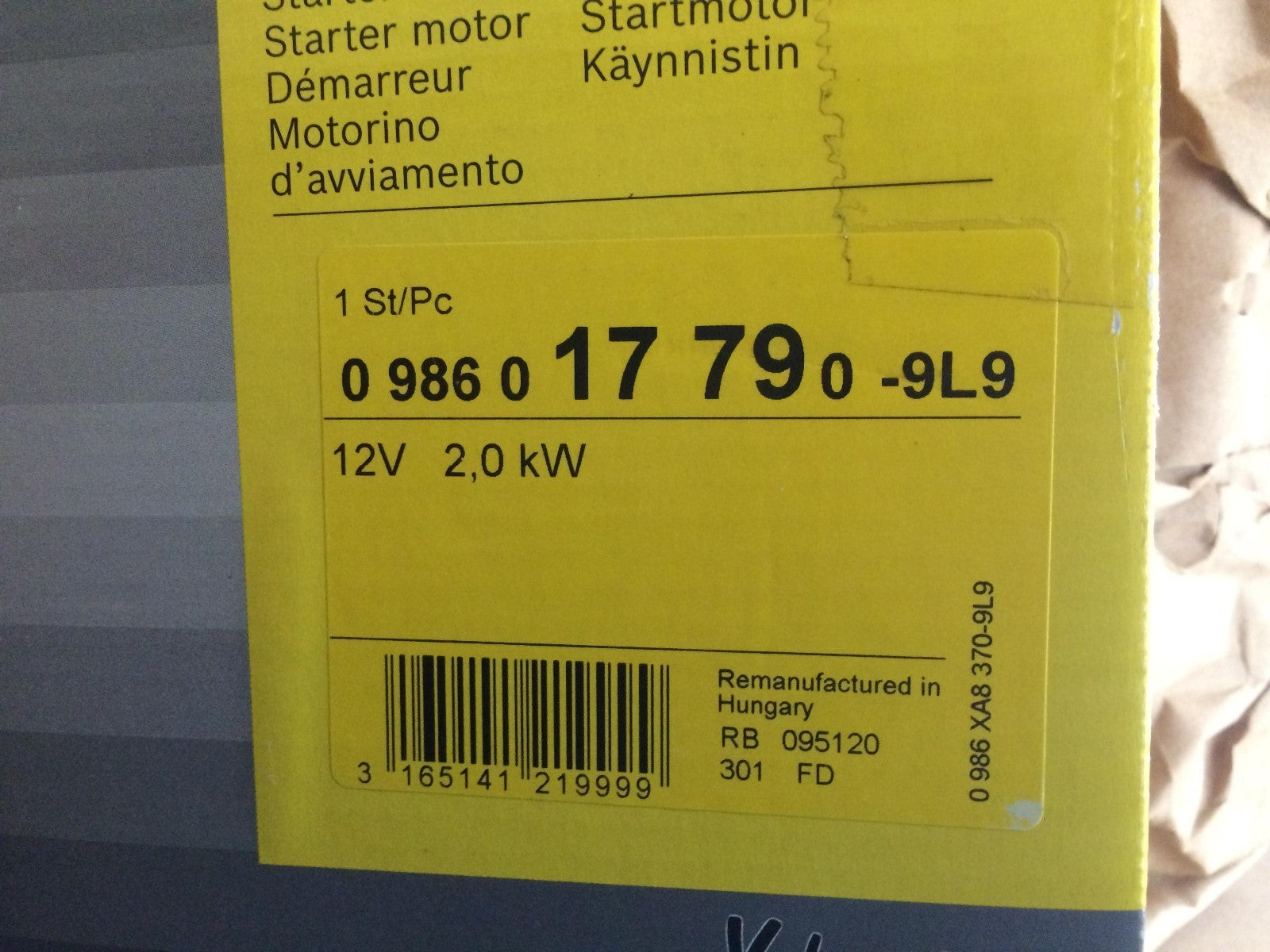 Starter Motor Alfa Fiat Lancia12v 2KW Bosch 0986017790 NO SURCHARGE