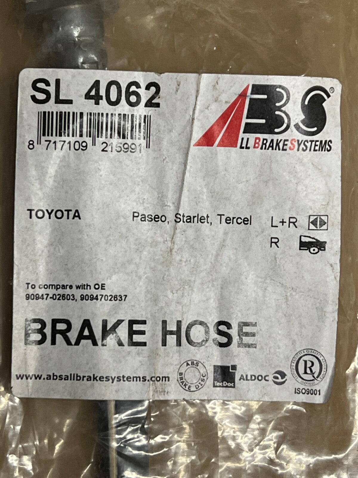 A.B.S SL4062 Rear Brake Flexi Hose fits Toyota Starlet Lexus GX Subaru Trezia
