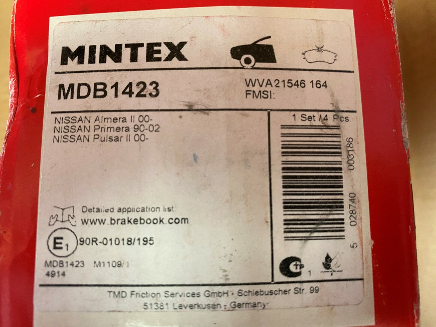 Mintex MDB1423 Front Brake Pad Set fits Nissan