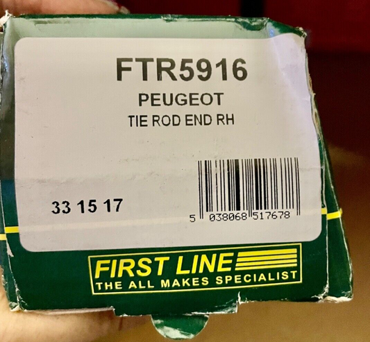 First Line FTR5916 Tie Rod End Track Rod End Right Hand Side fits Peugeot