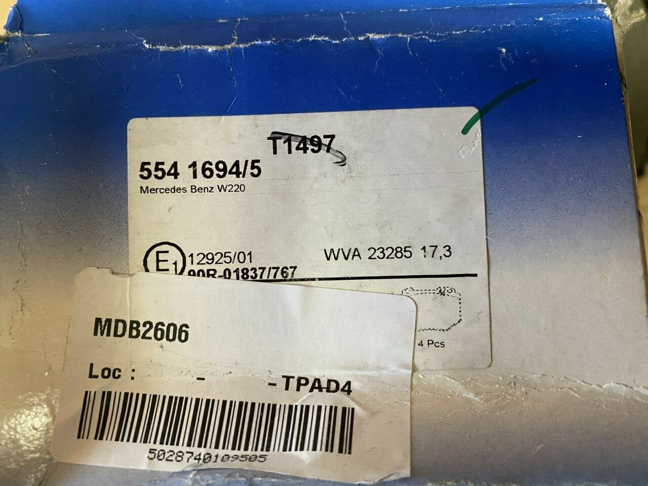 Pagid T1497 MDB2606 Brake Pad Set fits Mercedes