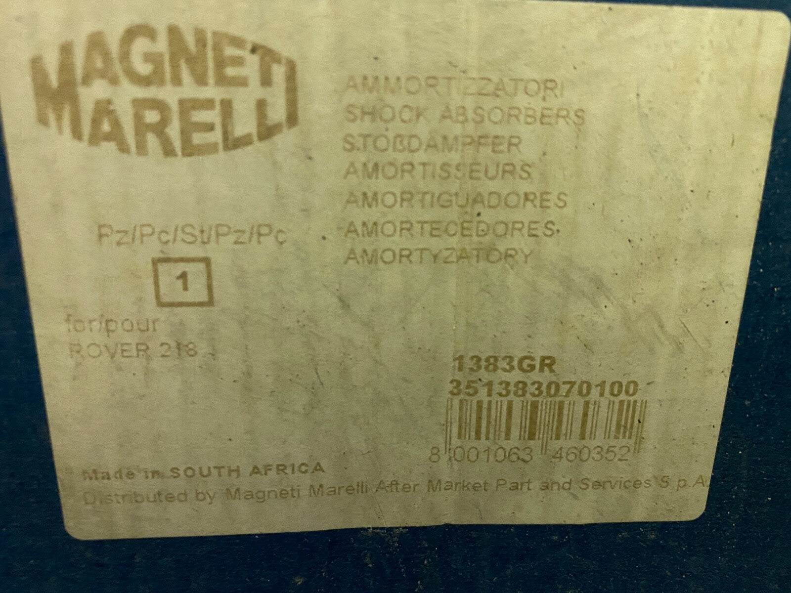 Magneti 351383070100 1383GR Front Shock Absorber Right Hand Off fits Rover 218