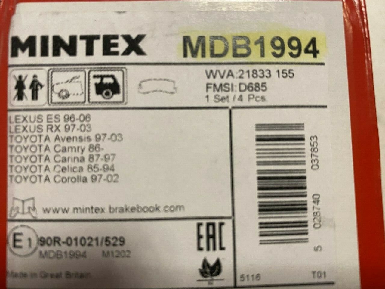 Mintex MDB1994 Rear Brake Pad Set