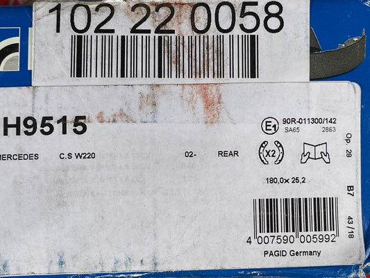 Pagid Brake Shoe Set H9515