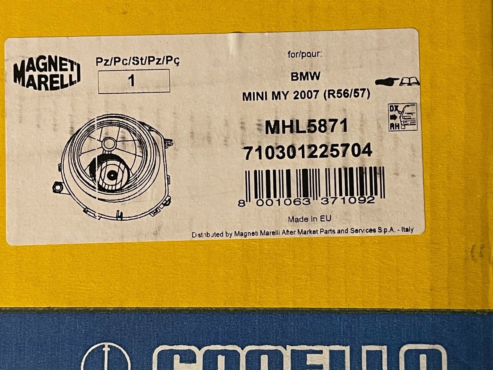 Marelli MHL5871 Head Lamp Unit Headlight fits BMW Mini