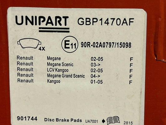 Unipart GBP1470AF Front Brake Pads fits Renault
