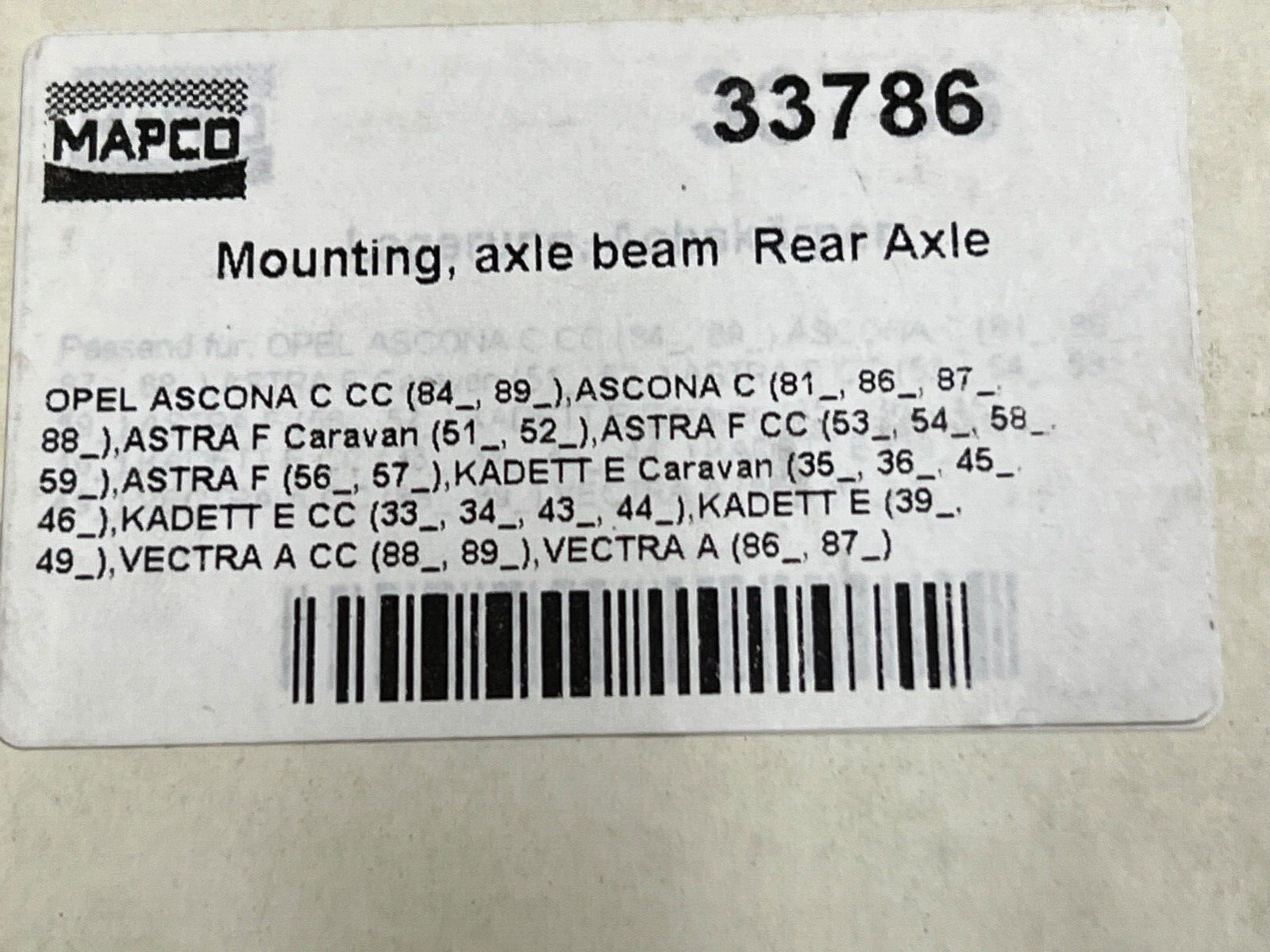 Mapco 33786 Rear Beam Bush fits Vauxhall Astra F Kadett E Vectra A