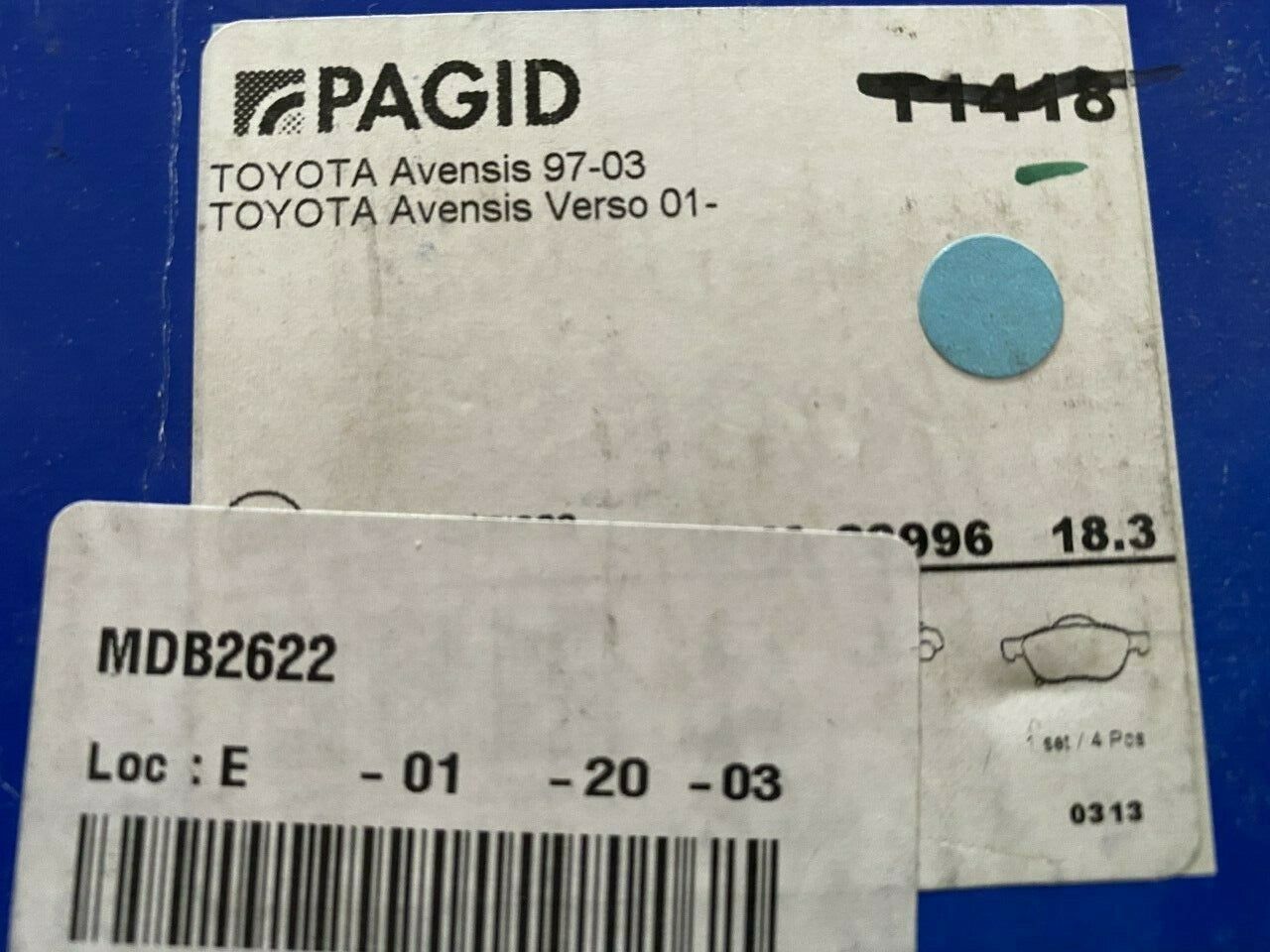 Pagid T1418 MDB2622 Brake Pad Set fits Toyota