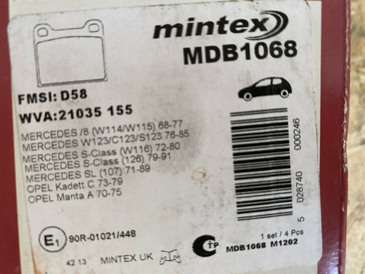 Mintex MDB1068Front or Rear Brake Pad Set fits Mercedes