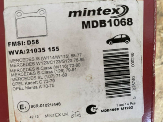 Mintex MDB1068Front or Rear Brake Pad Set fits Mercedes
