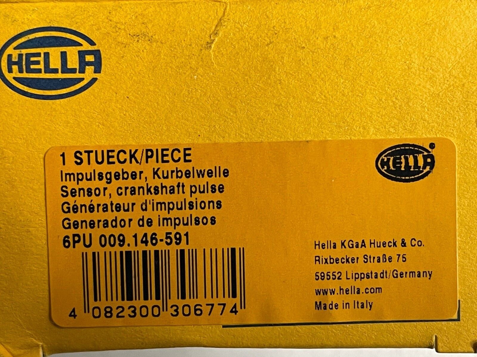 Hella 6PU009146-591 Crank Angle Sensor fits Fiat Opel Vauxhall