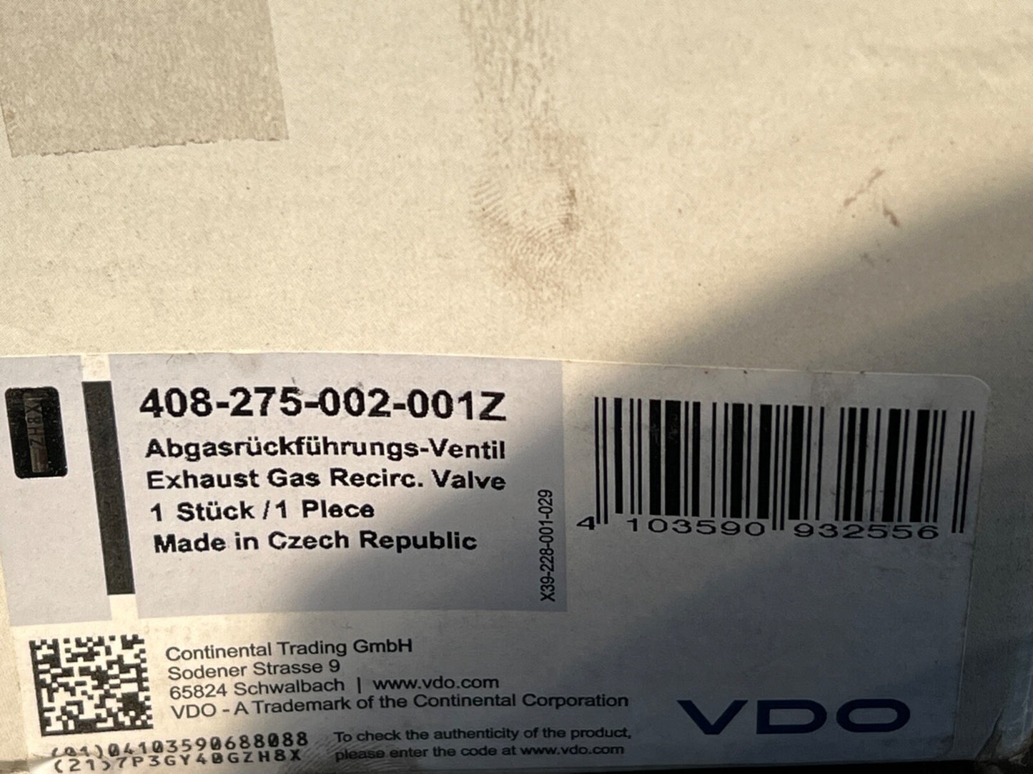 VDO 408-275-002-001Z EGR Valve fits Audi A4 A6