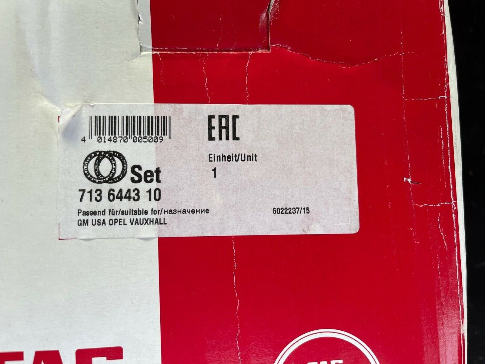 FAG 713644310 Wheel Bearing Kit fits Vauxhall Astra Astravan Opel