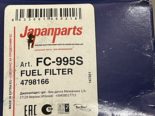 Fuel filter for CHRYSLER:CARAVAN III,TACUMA Mk II, JapanParts FC995S 4798166
