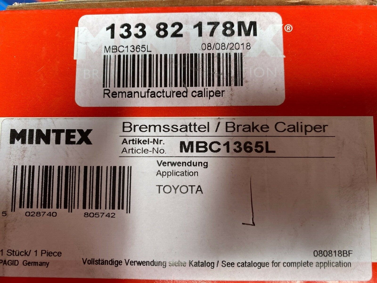 Mintex MBC1365L Brake Caliper fits Toyota