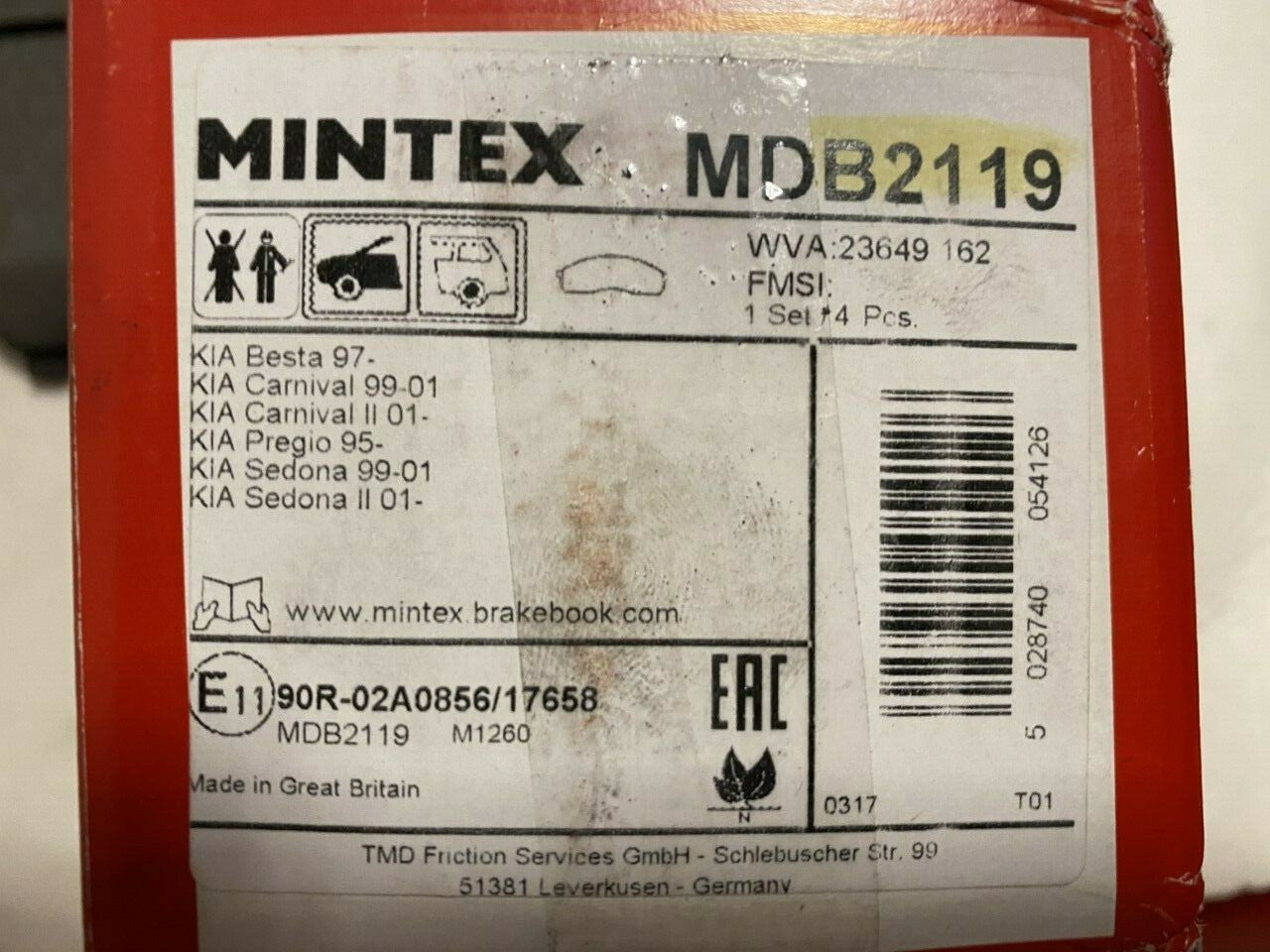 Mintex MDB2119 Front Brake Pad Set