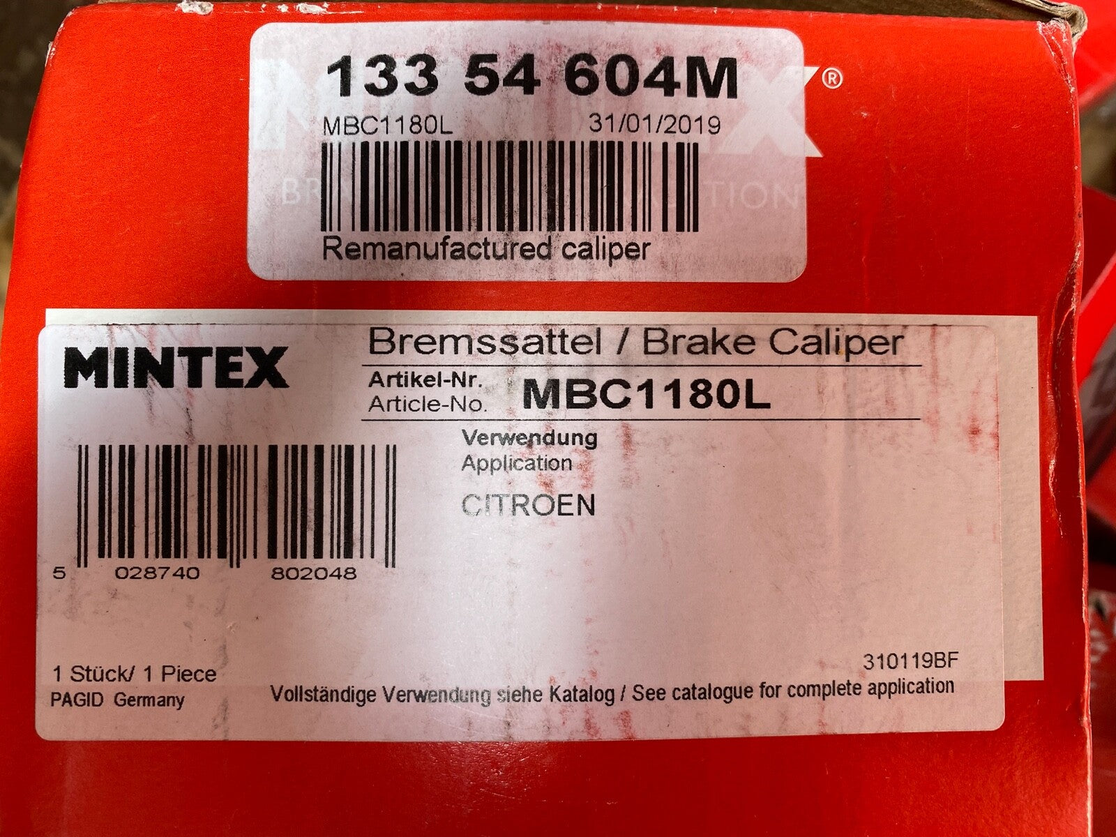 Mintex MBC1180L CA2804 Brake Caliper fits Citroen Peugeot Fiat