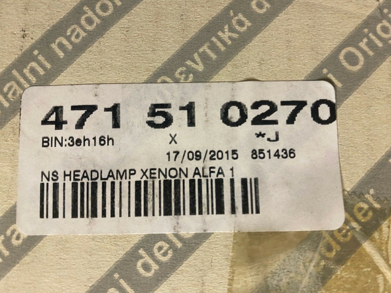 Genuine Alfa Romeo 147 60695454 Near Side Left Hand Side Xenon Headlight 