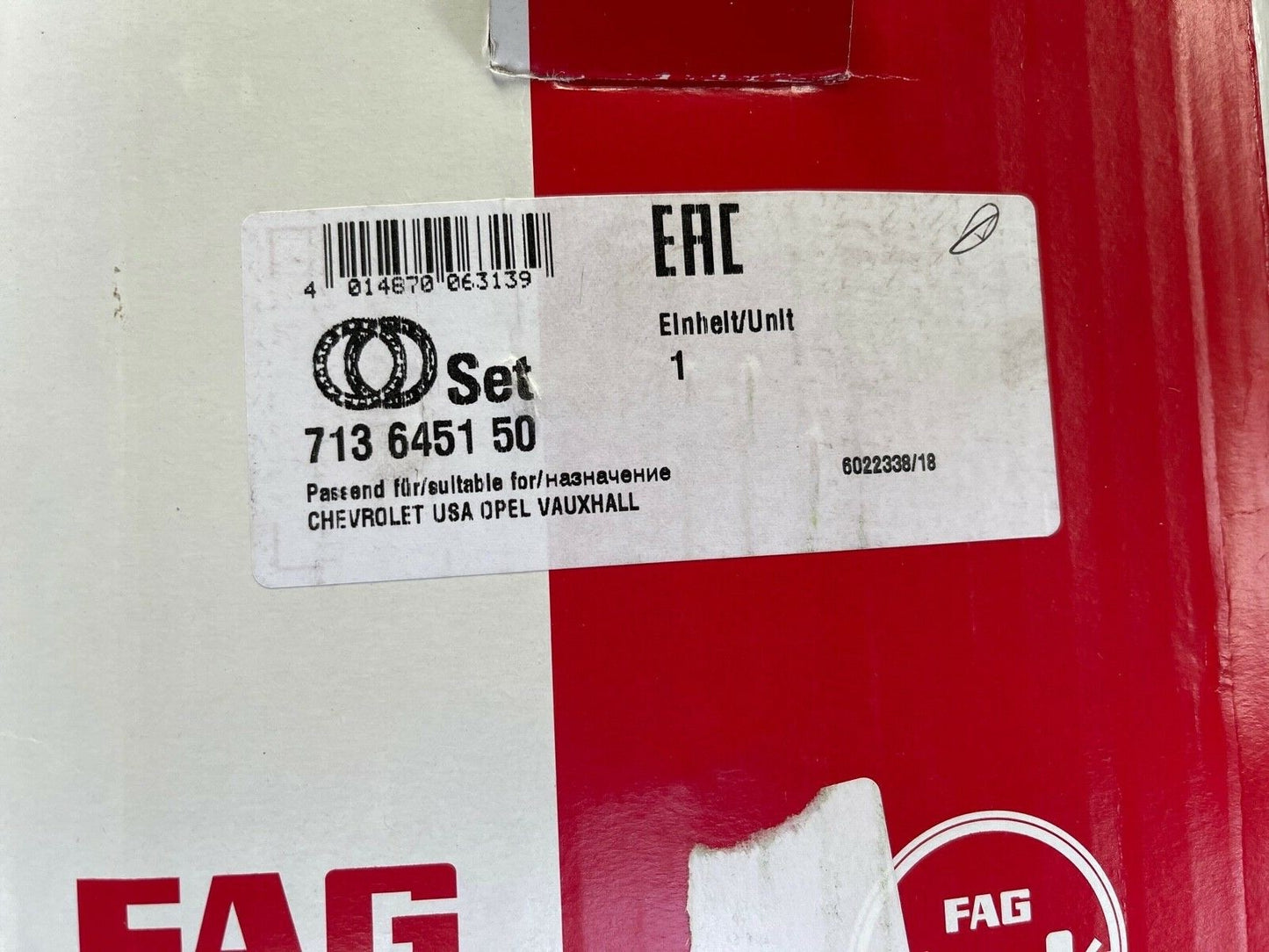 FAG 713645150 Wheel Bearing Kit fits Chevrolet Vauxhall Opel