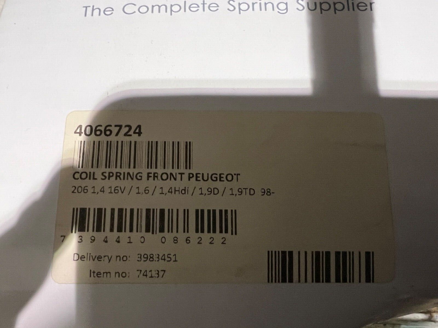 Lesjofors 4066724 Front Coil Spring fits Peugeot 206 1998-on