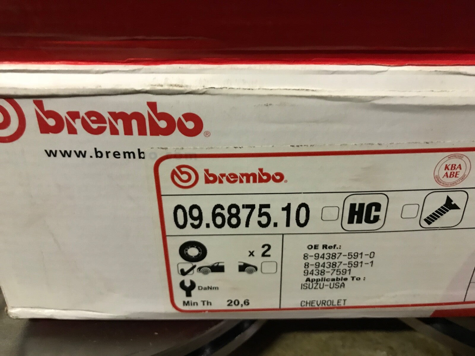Brembo 09.6875.10 Front Brake Discs fits Chevrolet