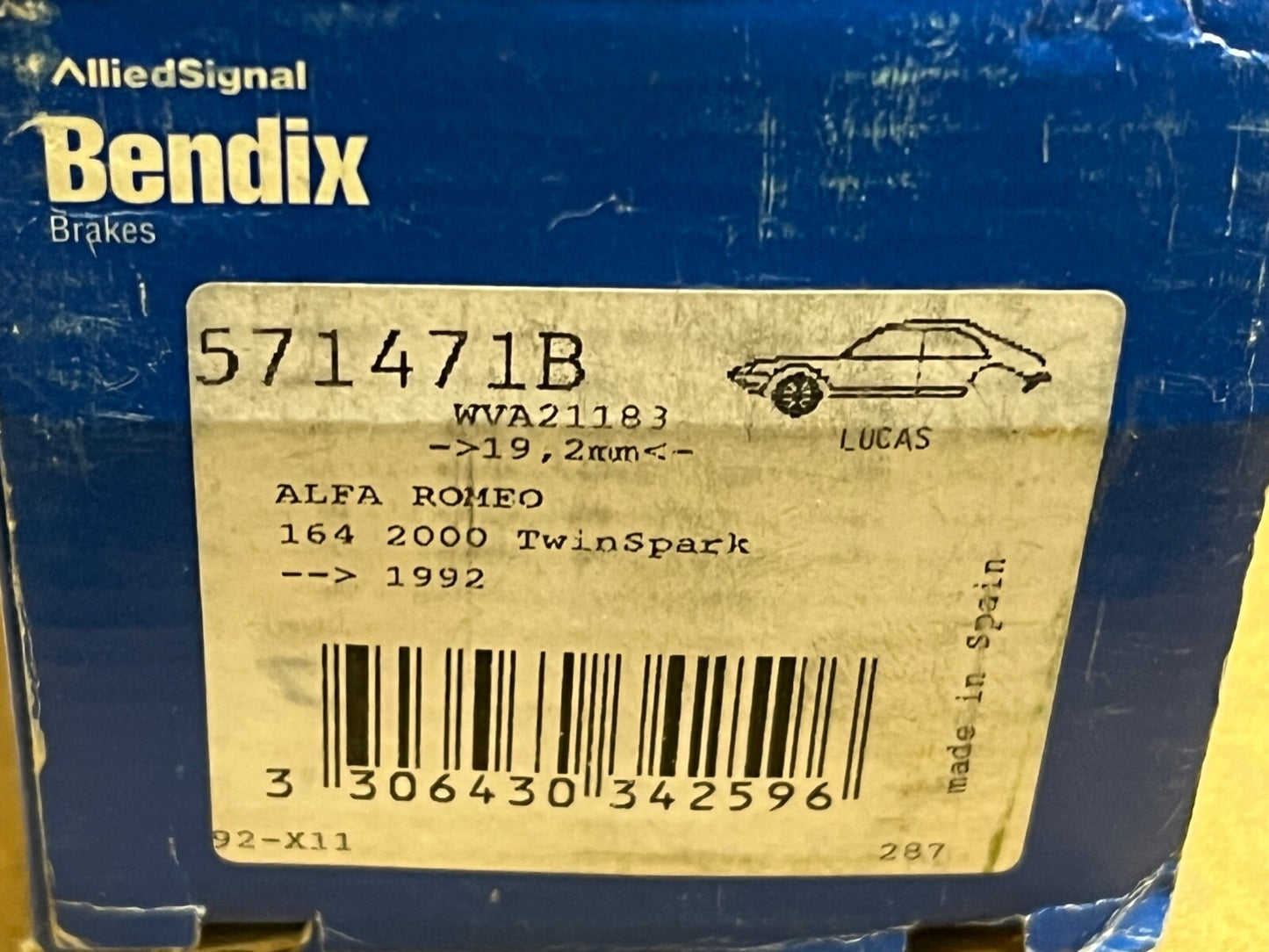 Bendix 571471B Front Brake Pad Set fits Alfa Romeo Audi Fiat Lancia VW