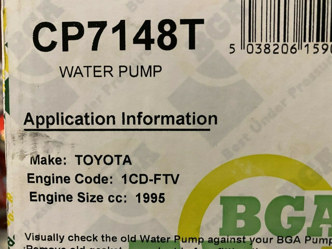 BGA CP7148T PA963 Water Pump fits Toyota